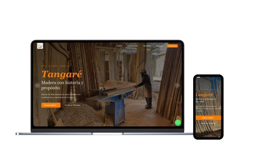 Vista responsive del proyecto Aserradero Tangaré