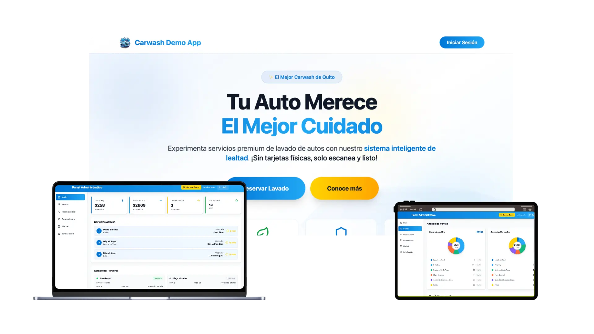 Vista del sistema Demo Car Wash