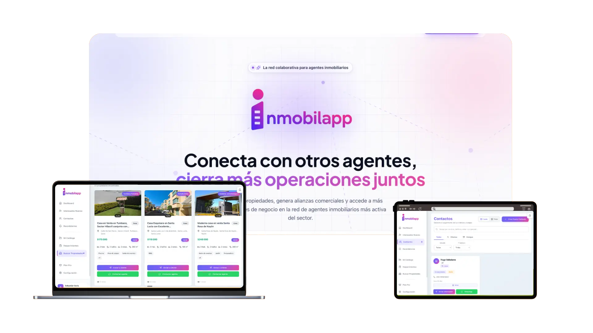 Vista visual de CRM para inmobiliarias